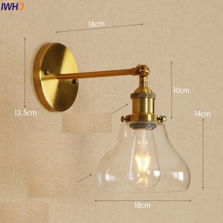 Antique Brass Wall Light Fixtures Glass Industrial Swing Long Arm