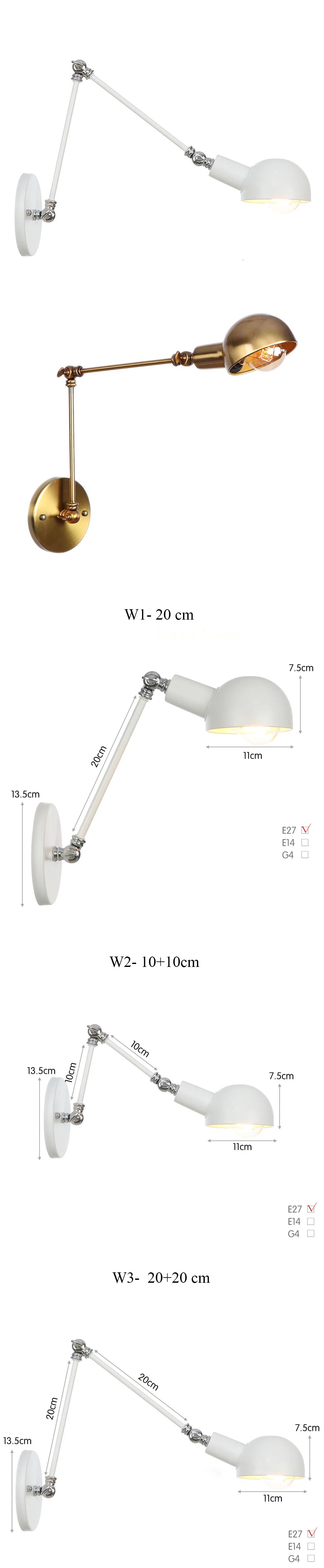 Industrial Adjustable Swing Arm Wall Lamp Reading Bedside Vintage