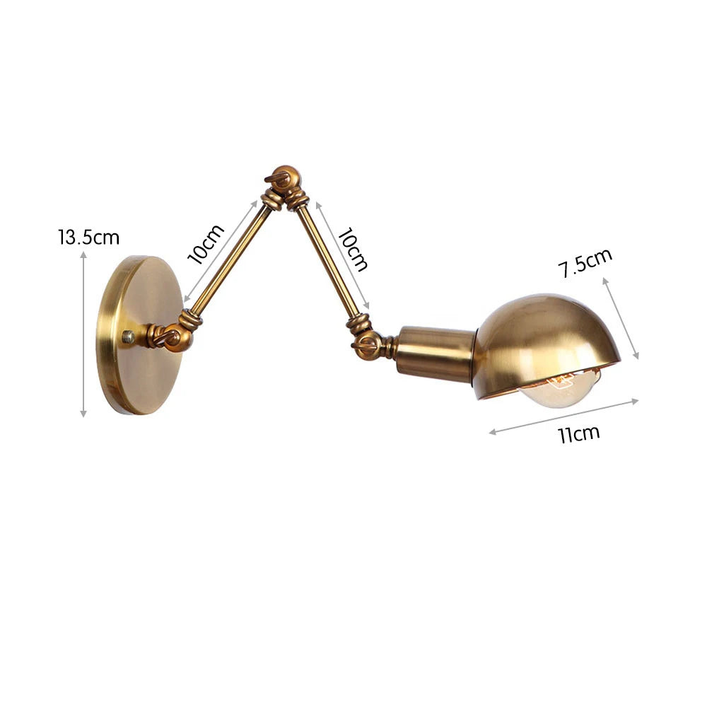 Industrial Adjustable Swing Arm Wall Lamp Reading Bedside Vintage