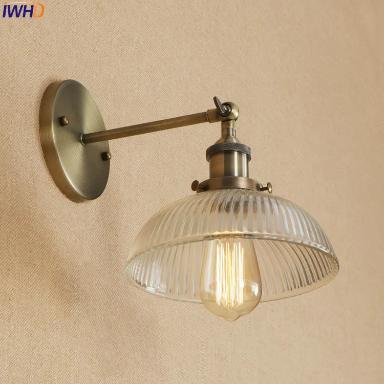 Antique Brass Wall Light Fixtures Glass Industrial Swing Long Arm