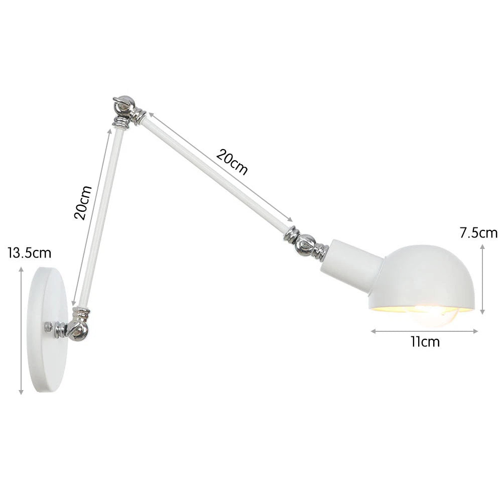 Industrial Adjustable Swing Arm Wall Lamp Reading Bedside Vintage