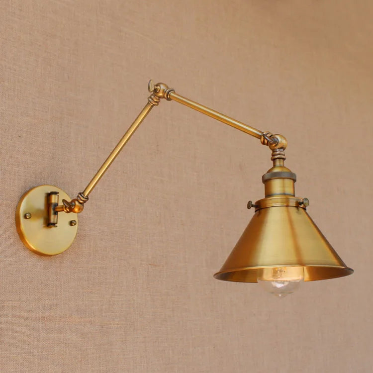 Nordic Brass Retro Loft Style Industrial Vintage Wall Lamp Adjustable