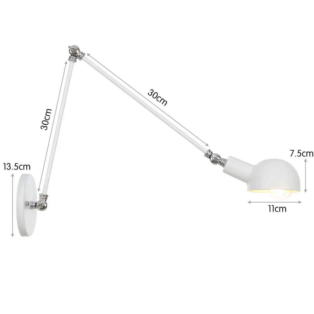 Industrial Adjustable Swing Arm Wall Lamp Reading Bedside Vintage