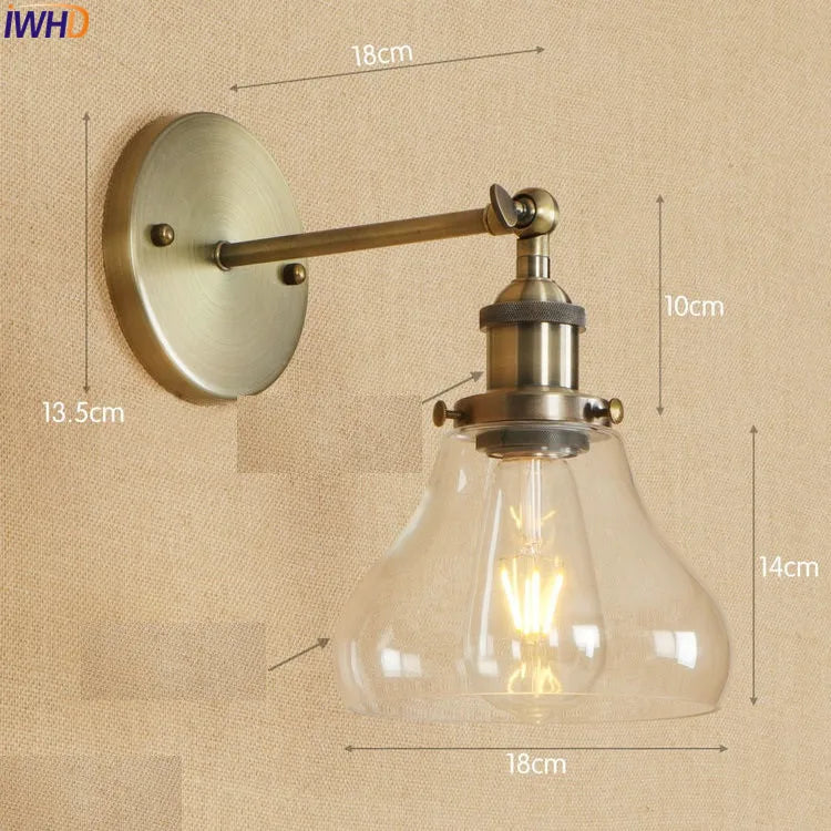 Antique Brass Wall Light Fixtures Glass Industrial Swing Long Arm