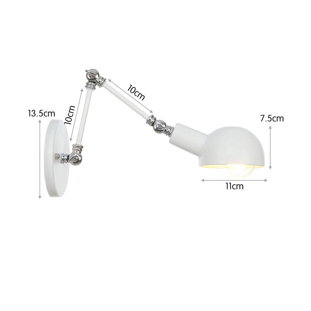 Industrial Adjustable Swing Arm Wall Lamp Reading Bedside Vintage
