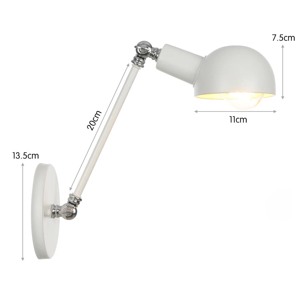 Industrial Adjustable Swing Arm Wall Lamp Reading Bedside Vintage
