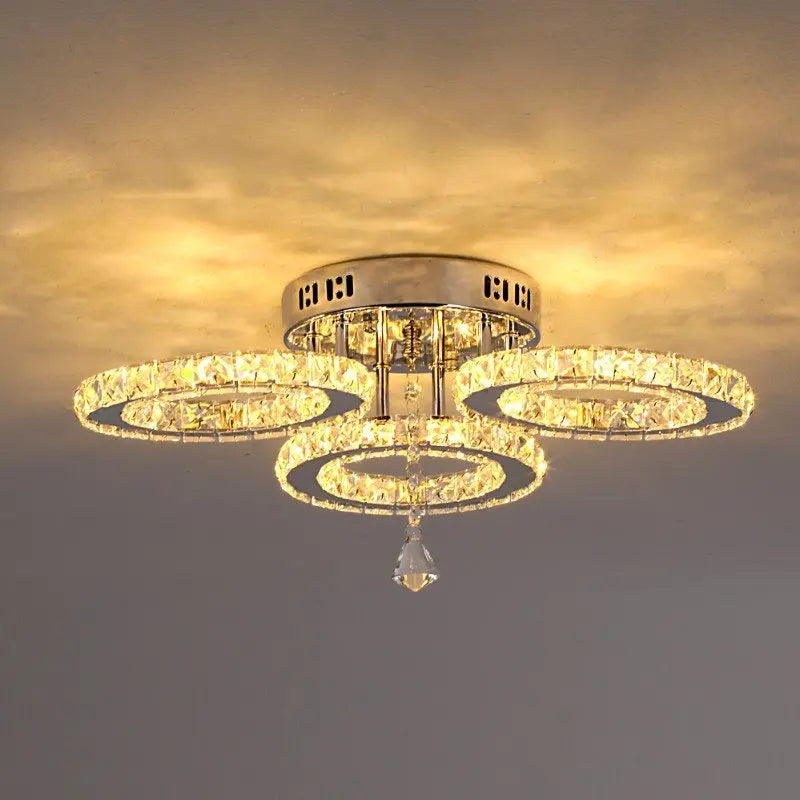 Modern K9 Led Crystal Ceiling Lamp Smart Chandelier Pendant Light Ring