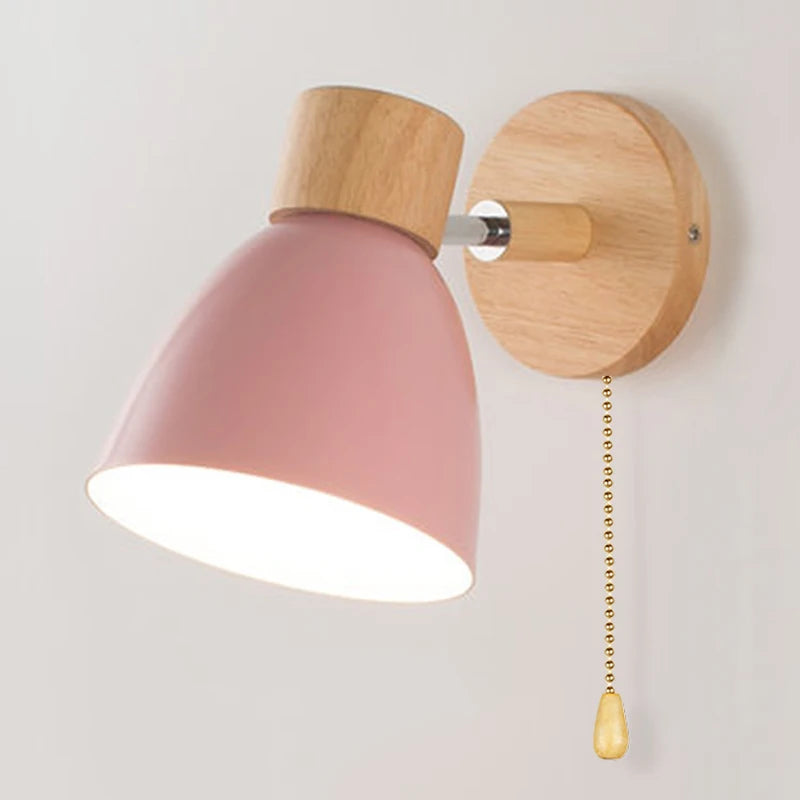 Wooden Nordic Wall Lamp With Switch Modern Wall Sconce