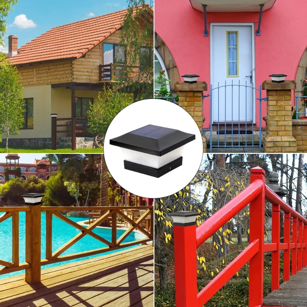 1-4pcs Solar Light Outdoor LED Post Deck Cap Fence Landscape Lamp