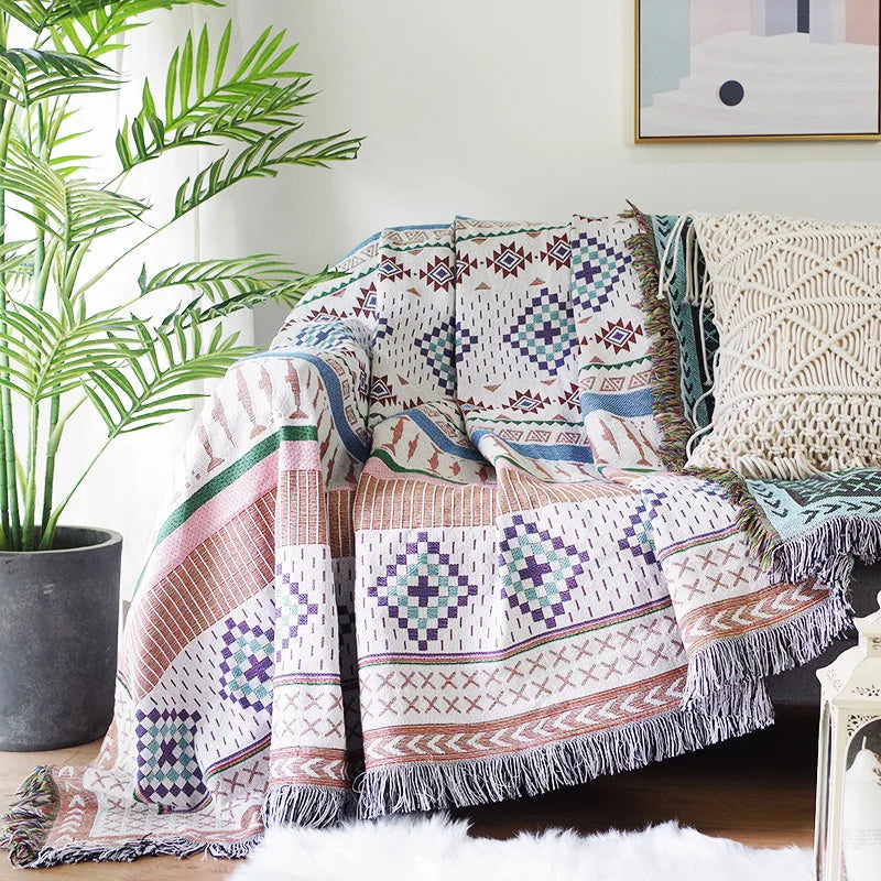 Nordic Plaid Knit Sofa Blanket