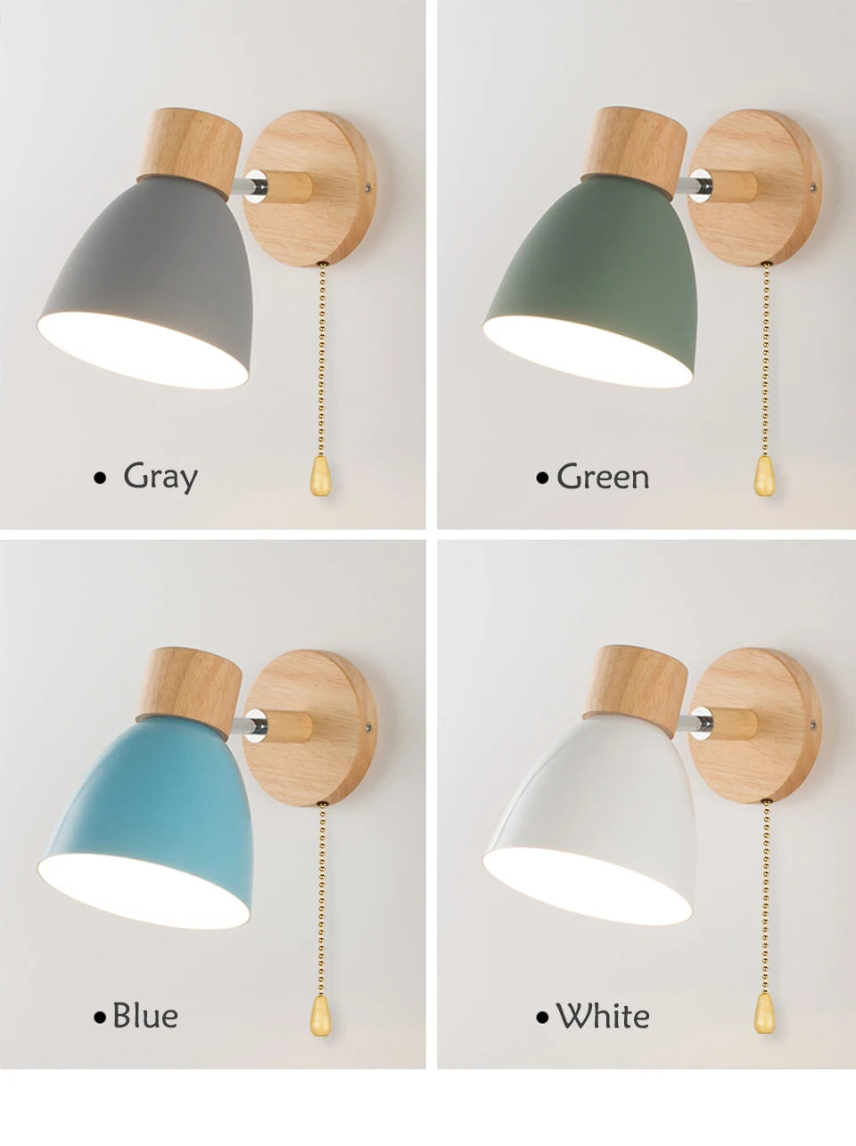 Wooden Nordic Wall Lamp with Switch