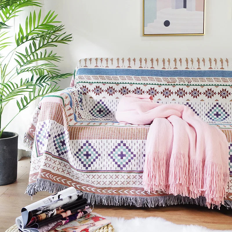 Nordic Plaid Knit Sofa Blanket