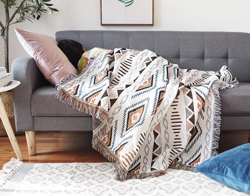 Nordic Plaid Knit Sofa Blanket