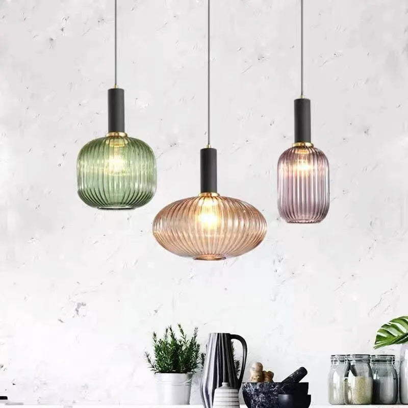 Retro Colored Glass Pendant Light