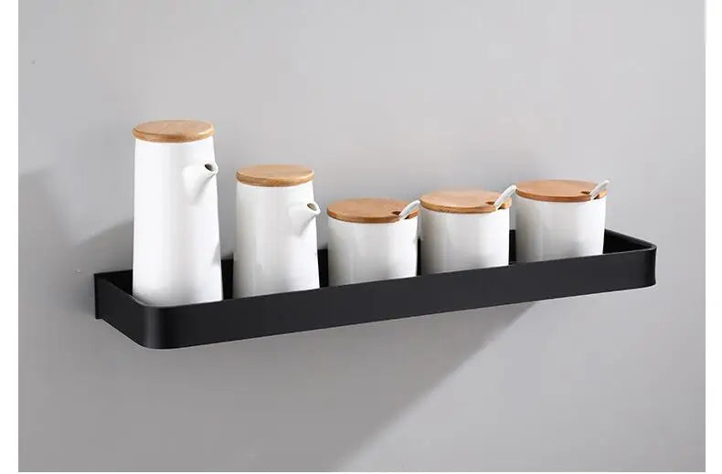 Bathroom Shelf Bath Shower Shelf Aluminum Black Bathroom Corner shelf Wall Mounted Black Aluminum Kitchen Storage holder
