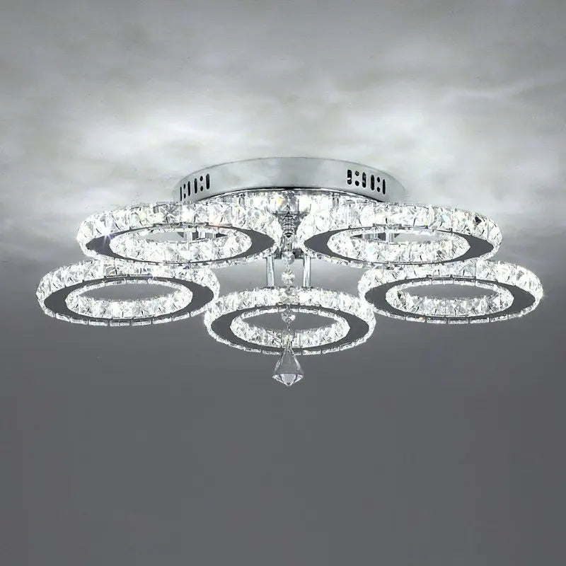 Modern K9 Led Crystal Ceiling Lamp Smart Chandelier Pendant Light Ring