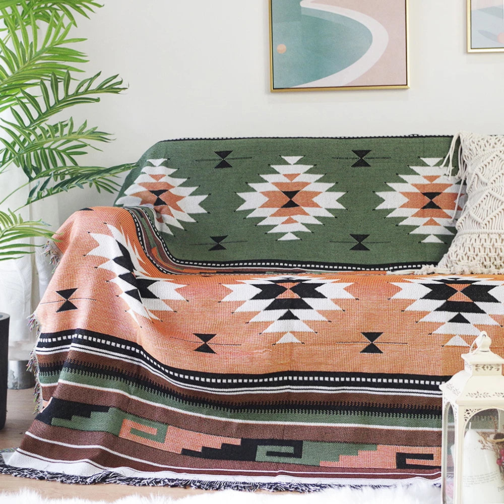 Nordic Plaid Knit Sofa Blanket
