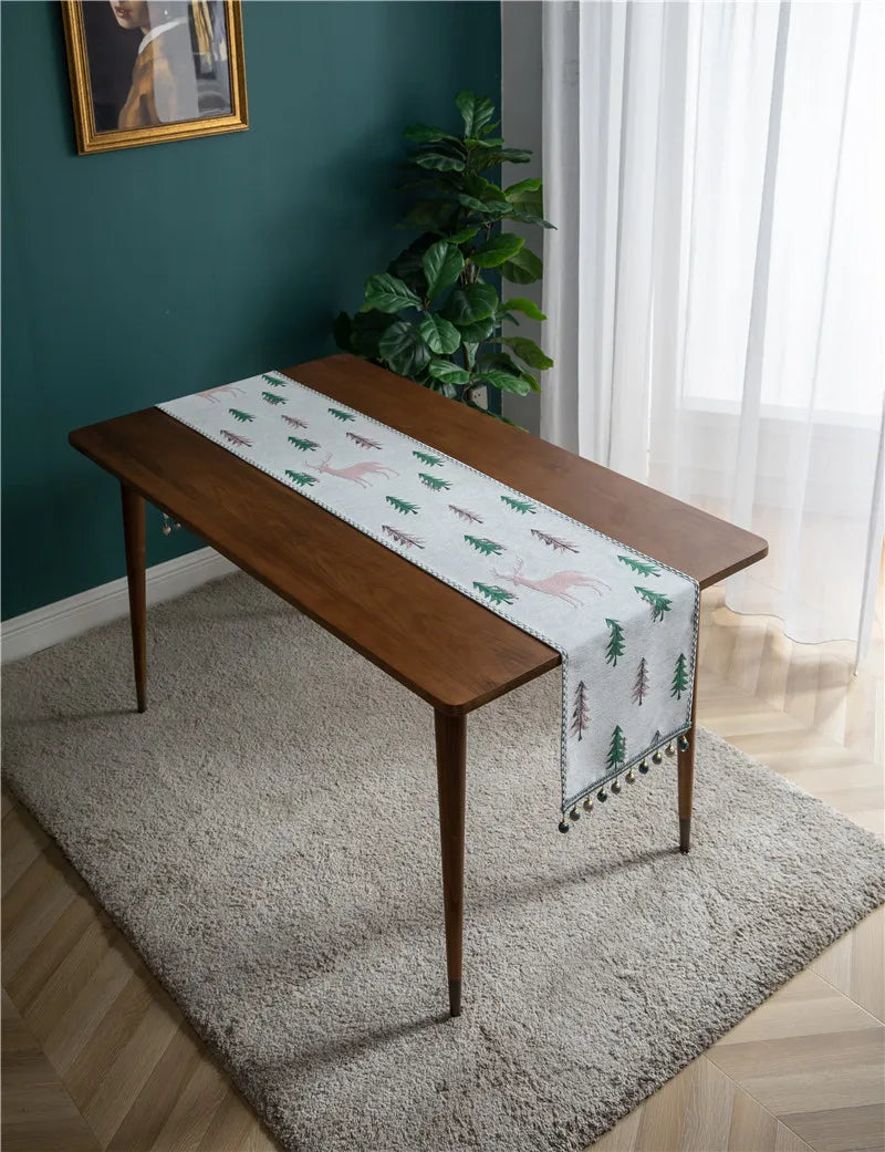 Winter Holiday Elk Table Runner