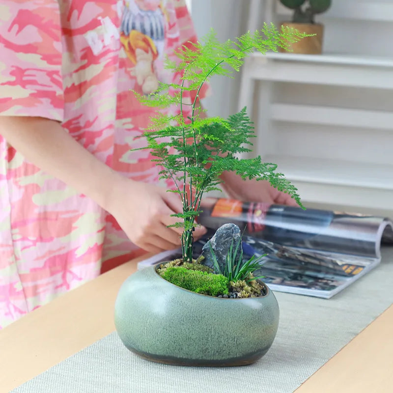 Retro Ceramic Bamboo Planter