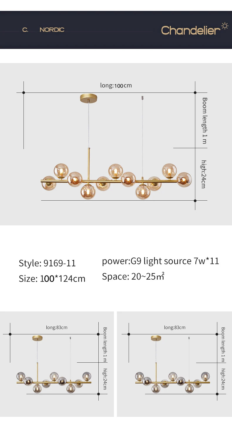 Gold Glass Ball Pendant Light