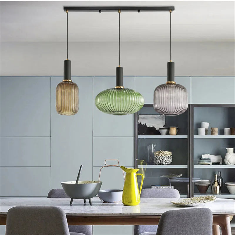 Retro Colored Glass Pendant Light