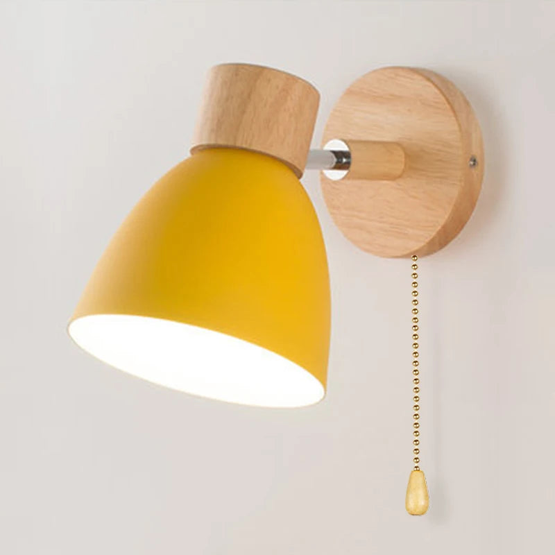 Wooden Nordic Wall Lamp With Switch Modern Wall Sconce