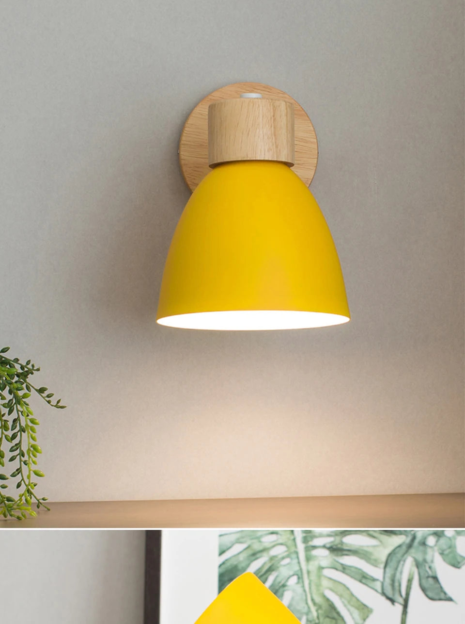 Wooden Nordic Wall Lamp with Switch