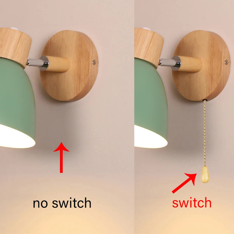Wooden Nordic Wall Lamp with Switch