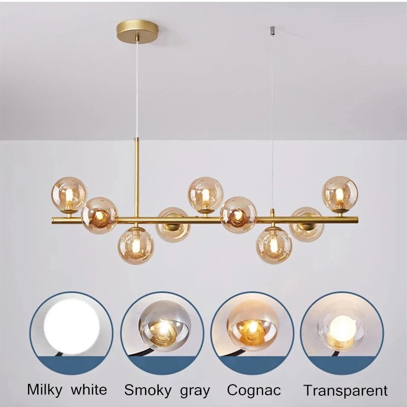 Gold Glass Ball Pendant Light
