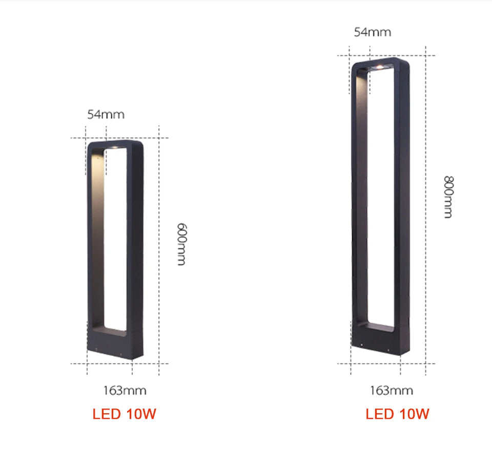 7W Aluminum LED Garden Bollard Lawn Light