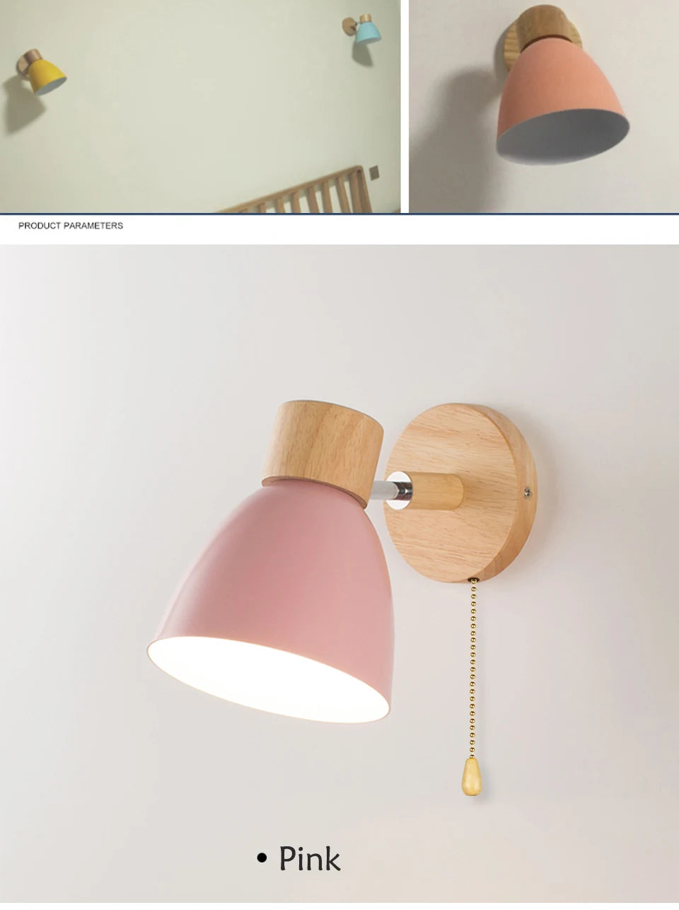 Wooden Nordic Wall Lamp with Switch