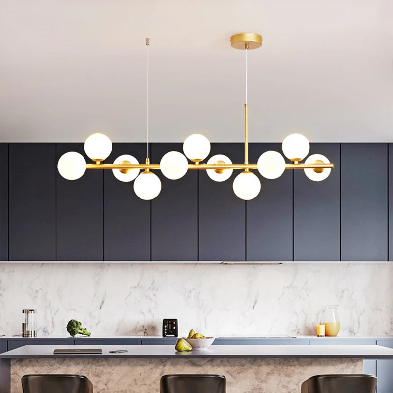 Gold Glass Ball Pendant Light