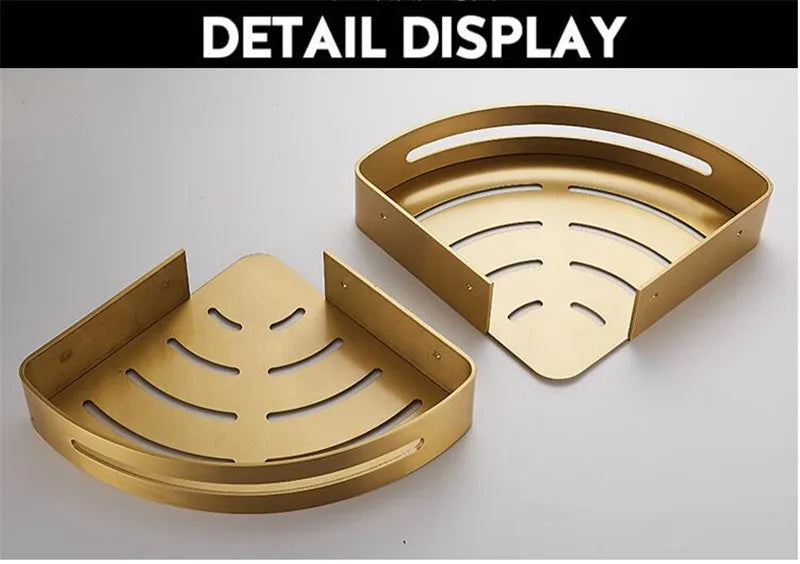Brushed Gold Bathroom Corner Shelf