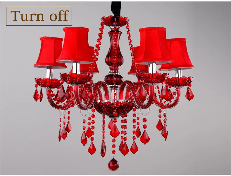 Red Wedding Chandelier Luxury Crystal Pendant Light for Foyer Bedroom