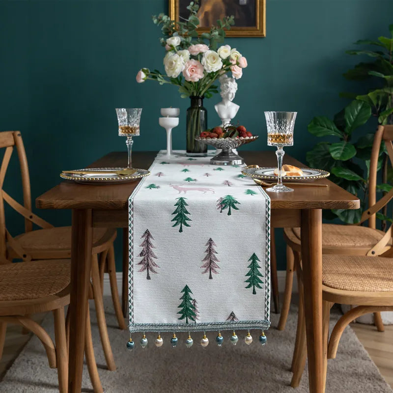 Winter Holiday Elk Table Runner