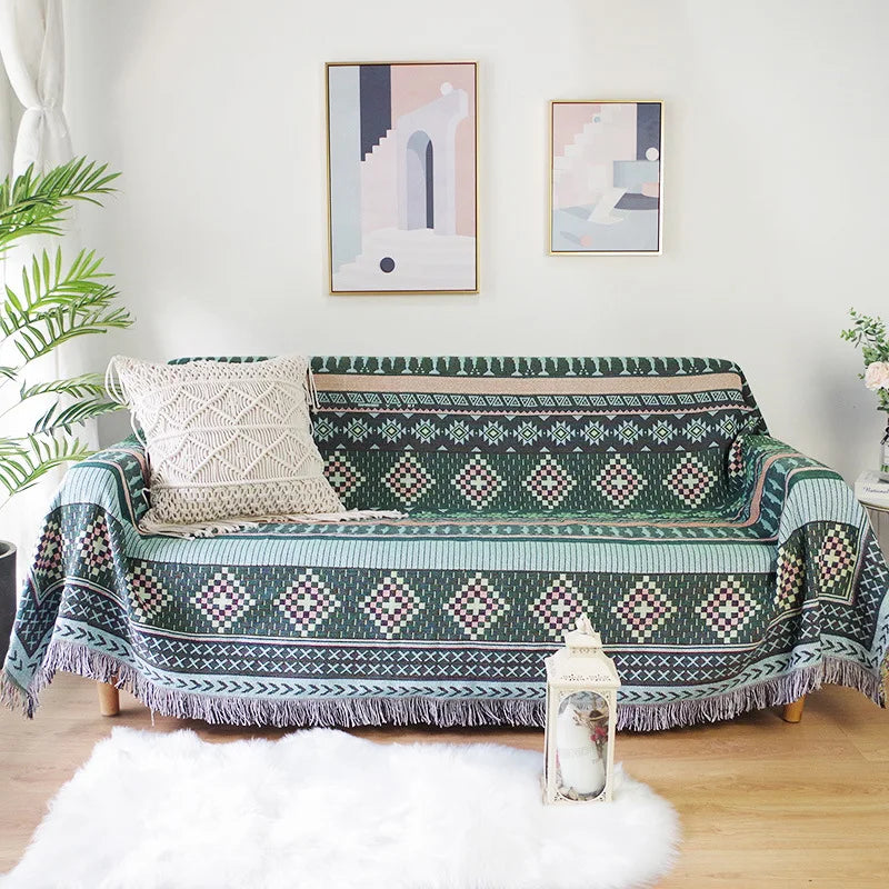 Nordic Plaid Knit Sofa Blanket