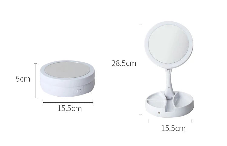 LED Daylight Makeup Mirror, 360 Rotating with Detachable Base