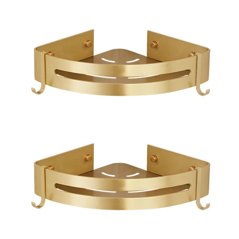 Brushed Gold Bathroom Corner Shelf