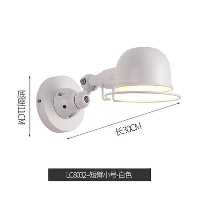 Red Loft Style Retro LED Wall Light Fixtures Adjustable Swing Arm Lamp