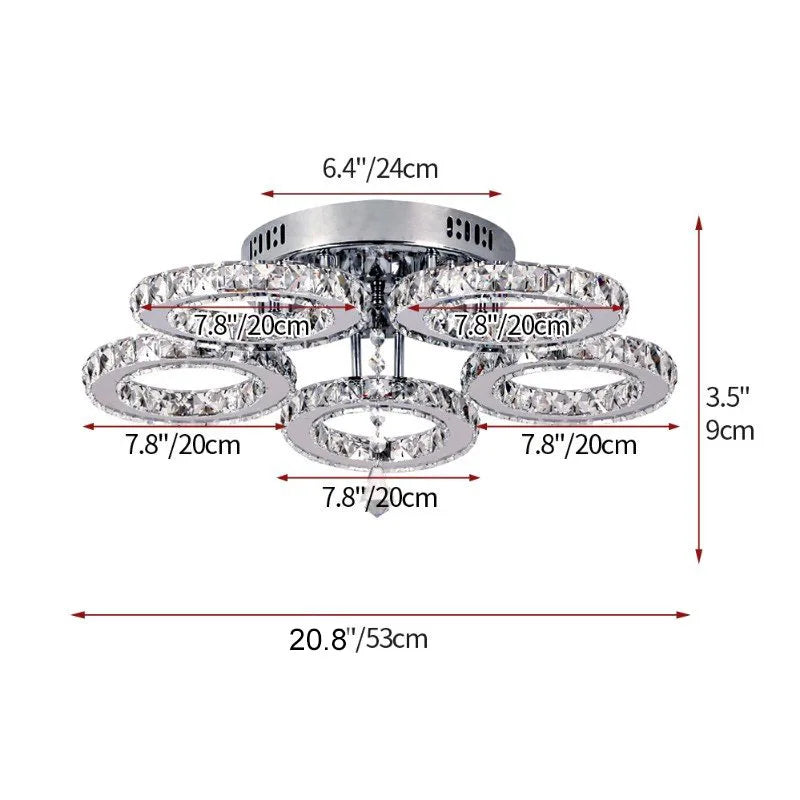 Modern K9 Led Crystal Ceiling Lamp Smart Chandelier Pendant Light Ring