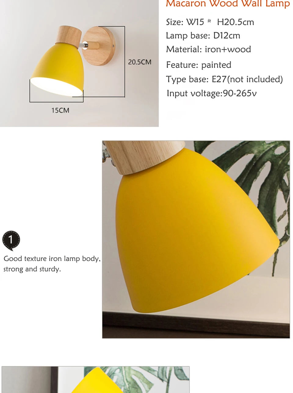 Wooden Nordic Wall Lamp with Switch