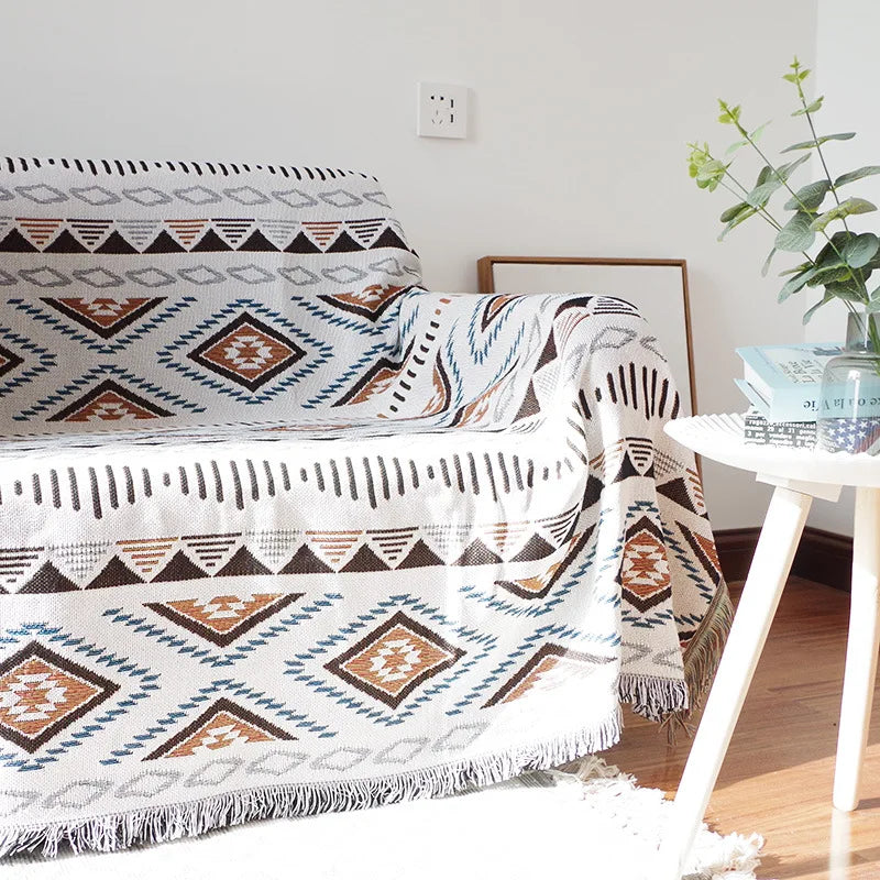 Nordic Plaid Knit Sofa Blanket