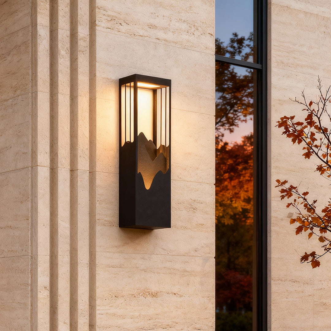 Mountain Scenery Solar Wall Light, Stainless Steel Porch Sconce