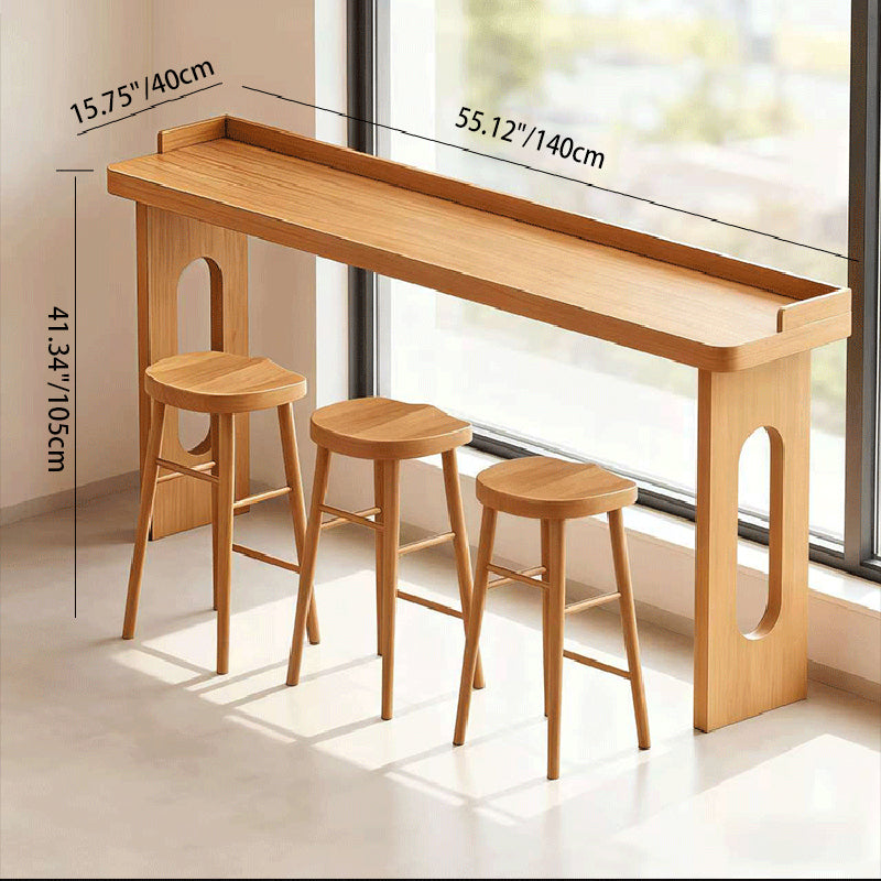 Modern Minimalist Solid Wood Rectangular Bar Table For Dining Room & Cafe