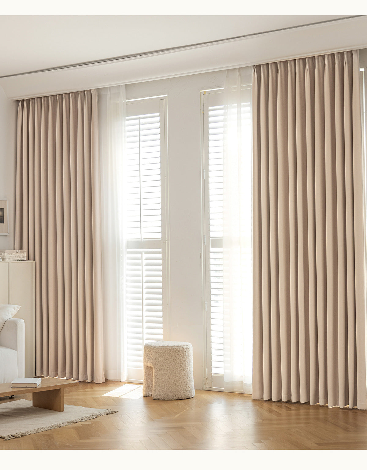Custom Size French Chenille Cream White Velvet Curtain Modern Simple