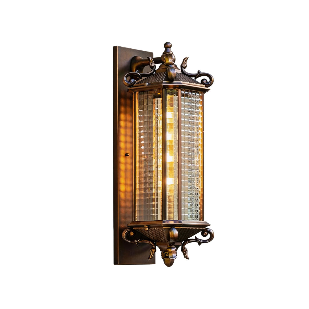 Heritage Lantern Outdoor Wall Light, Bronze Garden Sconce