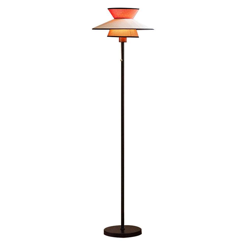 Vintage Pull Chain Floor Lamp, Fabric Shade Ambient Light, view 7