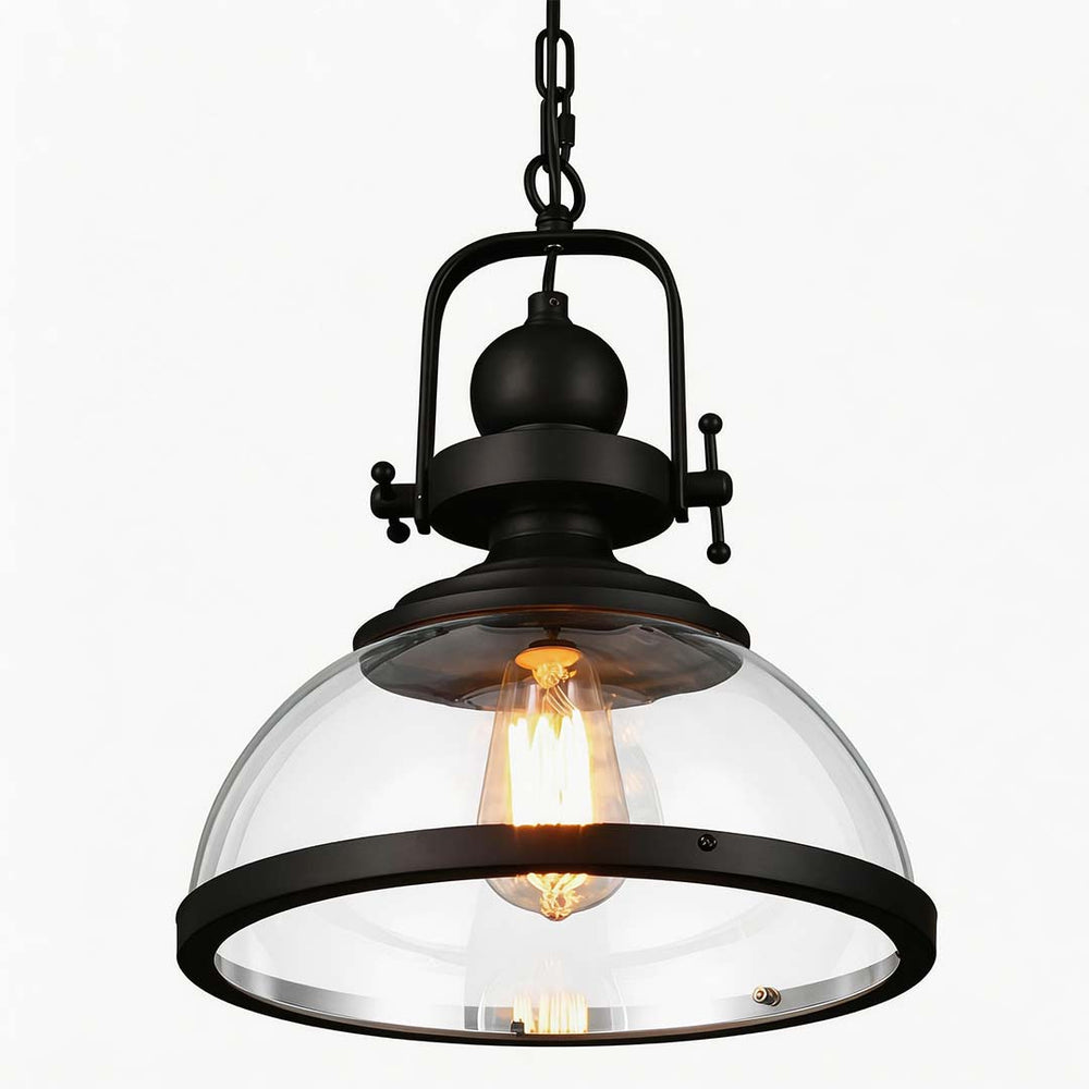 Clear Glass Pendant Light, Retro Industrial Island Fixture, view 9