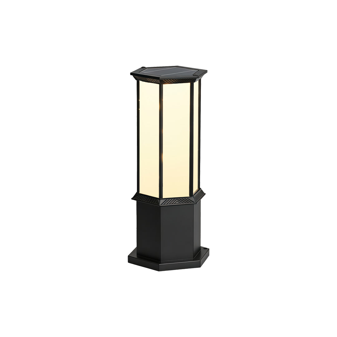 Column Solar Bollard Light, Black Aluminum Landscape Path Light