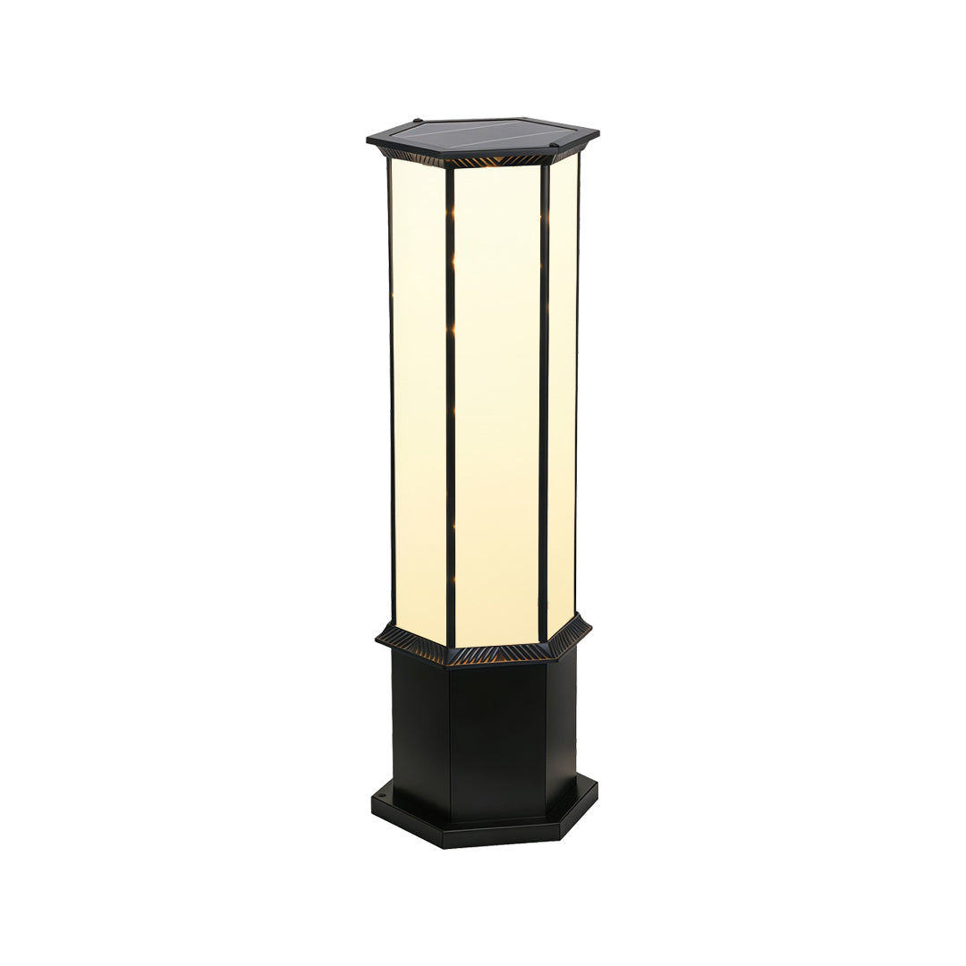 Column Solar Bollard Light, Black Aluminum Landscape Path Light